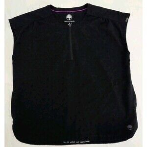 Healing Hands Women's Medium Quarter Zip Scrub Top, Black.